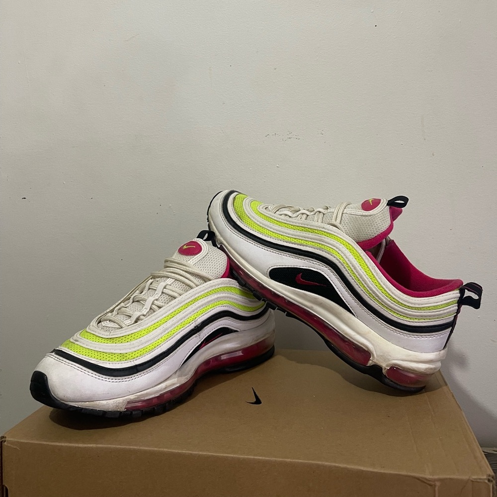 Nike Air Max 97 Cream Black Neon Pink Sneakers